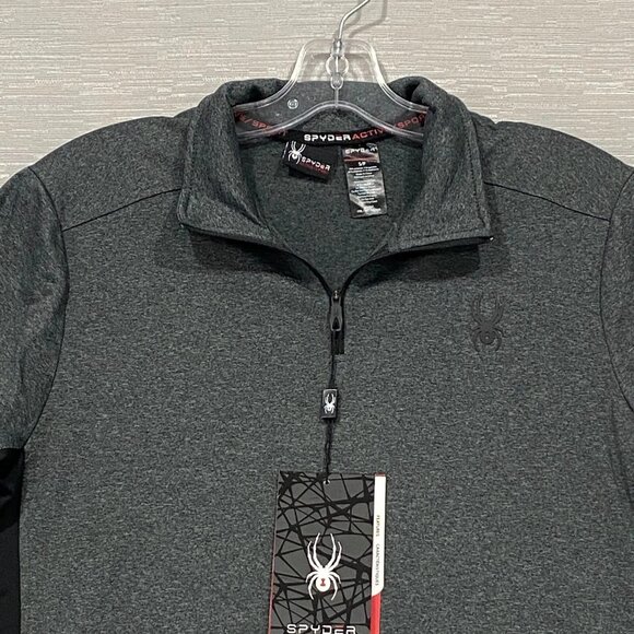 SPYDER 1/4 Zip Pullover Shirt Mens Small Grey Base Layer Quick Dry - Picture 6 of 13